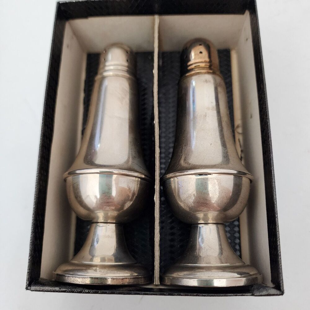 ALVIN Sterling Silver Salt & Pepper Shakers S271 Boxed Set 925 Hollowware Vtg